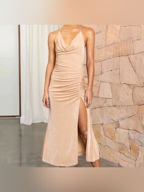 MISHA Levon Jersey Halter Dress